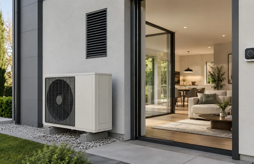 Cuánto consume la aerotermia en una vivienda con unidad exterior y sistema de calefacción eficiente